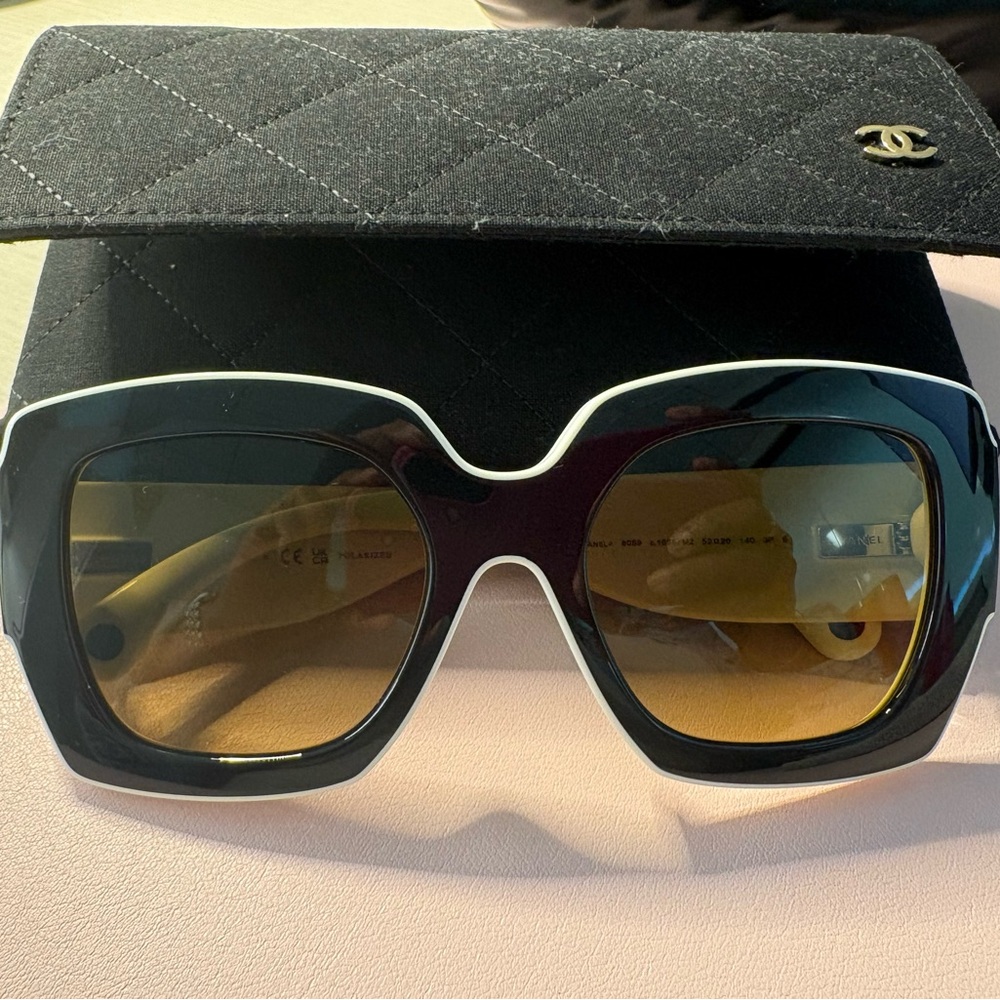 CHANEL Black Oversized Square Sunglasses